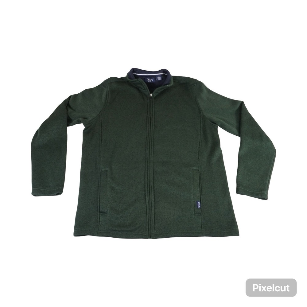 Chaps  Large Green Fleece Jacket Full Zip Lightweight Mock Neck